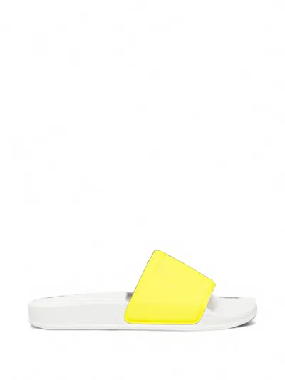 Msgm Embossed-logo Slides In Yellow