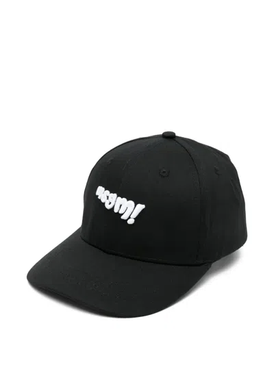 Msgm Kids' Embroidered Baseball Cap In Black