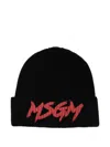 Msgm Embroidered Beanie In Black