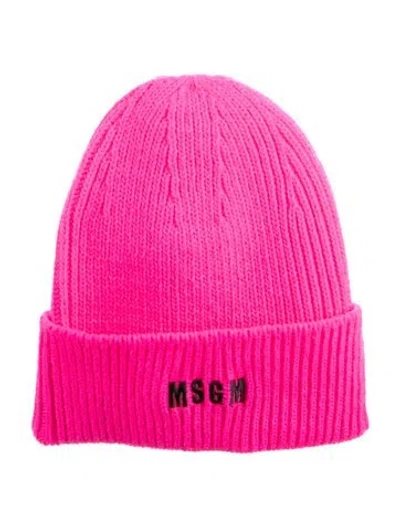 Pre-owned Msgm Embroidered Beanie In Pink