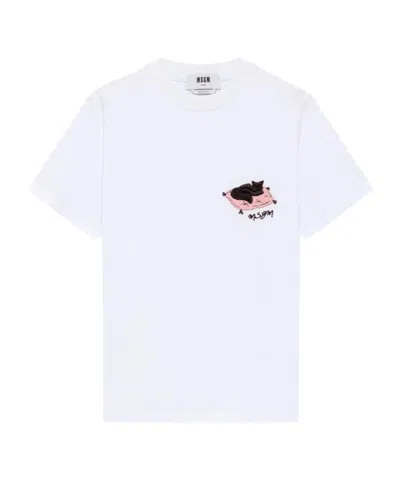 MSGM EMBROIDERED CAT T-SHIRT