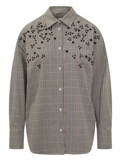 MSGM EMBROIDERED CHECK SHIRT