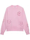Msgm Embroidered-flower Sweatshirt In Pink