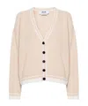 Msgm Embroidered-logo Cardigan In Nude