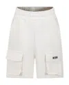 Msgm Embroidered-logo Cargo Shorts In White