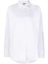 Msgm Embroidered-logo Cotton Shirt In White