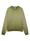 Msgm Washed Out Jersey Sweatshirt In Green