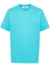Msgm Embroidered-logo Cotton T-shirt In Blue