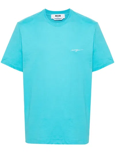 MSGM EMBROIDERED-LOGO COTTON T-SHIRT