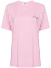 Msgm Logo-embroidered Cotton T-shirt In Pink
