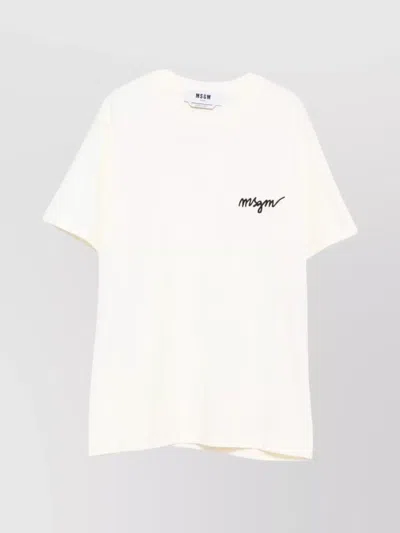 MSGM EMBROIDERED LOGO COTTON T-SHIRT