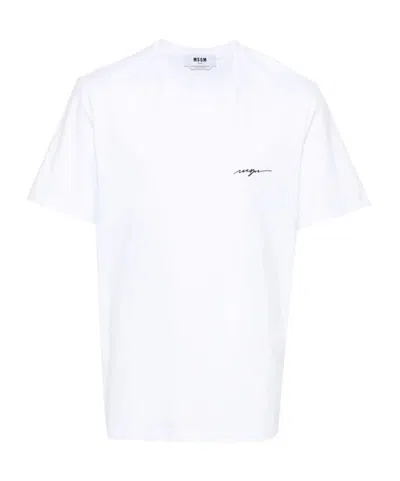MSGM MSGM LOGO EMBROIDERED CREWNECK T-SHIRT