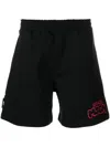 Msgm Embroidered-logo Cotton Track Shorts In Black