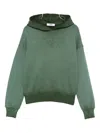 Msgm Embroidered-logo Hoodie In Green