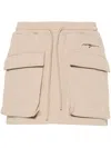 Msgm Embroidered-logo Jersey Mini Skirt In Neutrals