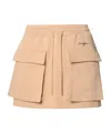 Msgm Embroidered-logo Jersey Mini Skirt In Nude