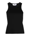Msgm Embroidered-logo Ribbed Tank Top In Black