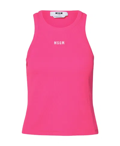 MSGM MSGM LOGO EMBROIDERED SLEEVELESS RIBBED TANK TOP