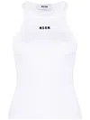 Msgm Cotton Jersey Logo Tank Top In White
