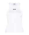 Msgm Embroidered-logo Ribbed Tank Top In White