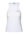 Msgm Embroidered-logo Ribbed Tank Top In White