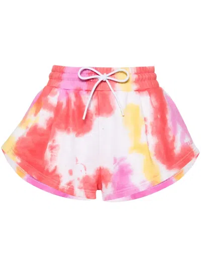 Msgm Tie-dye Cotton Short Shorts In Multi