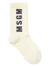Msgm Embroidered-logo Socks In Neutral