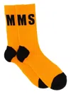 Msgm Embroidered-logo Socks In Orange