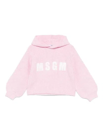 Msgm Kids' Maglione Con Logo In Pink