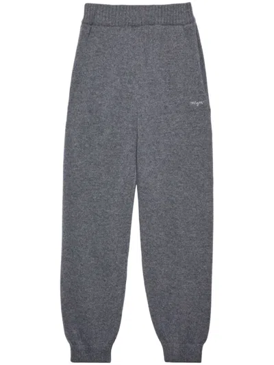 Msgm Embroidered-logo Sweatpants In Grey