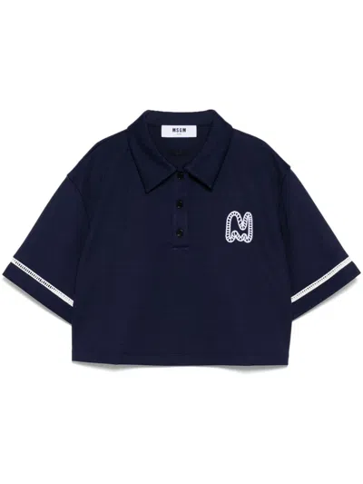 Msgm Embroidered Logo T-shirt In Blue