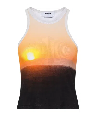 MSGM MSGM SUNSET MOTIF RIBBED KNIT TOP