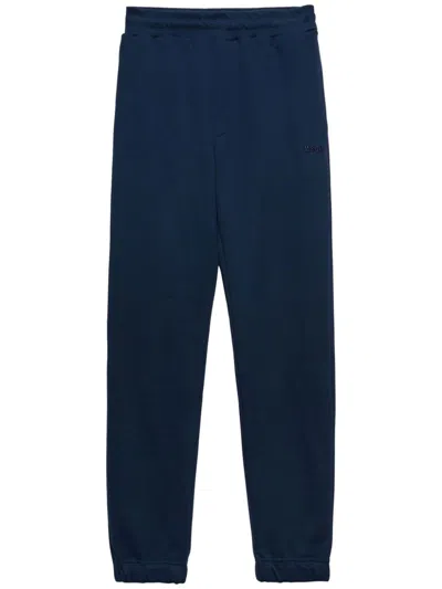 Msgm Embroidered-logo Track Pants In Blue