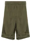 Msgm Embroidered-logo Track Shorts In Green
