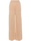 Msgm Embroidered-logo Knit Trousers In Neutrals