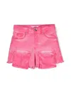 Msgm Embroidered-logo Twill Shorts In Pink