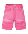 Msgm Embroidered-logo Twill Shorts In Pink