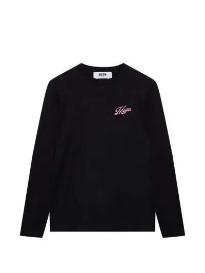 Msgm Embroidered Long-sleeve Sweatshirt In Burgundy