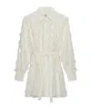 Msgm Seersucker Drawstring Waist Mini Dress In White