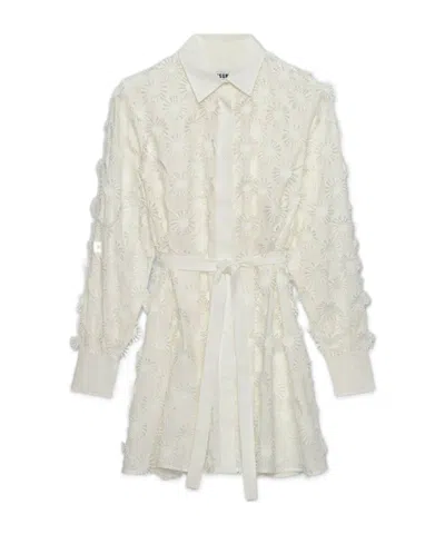 Msgm Embroidered Mini Poplin Shirt Dress