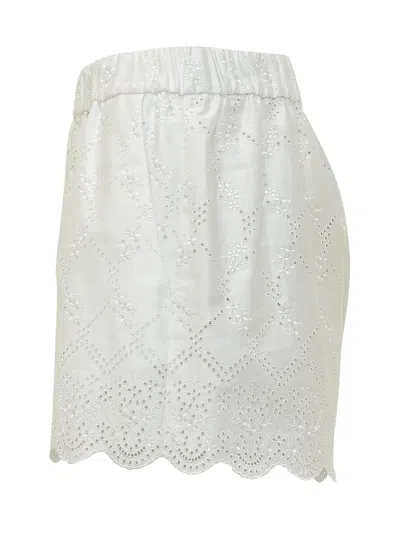 Msgm Embroidered Mini Shorts For Spring/summer 26 In Off White