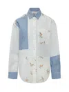 Msgm Embroidered Patchwork Shirt In White