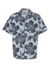 Msgm Hibiscus Print Abowling Shirt In Gray