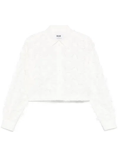 Msgm Embroidered Shirt In White