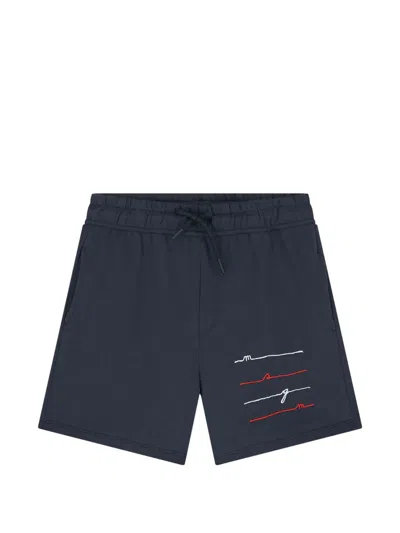 Msgm Kids' Embroidered Shorts In Blue