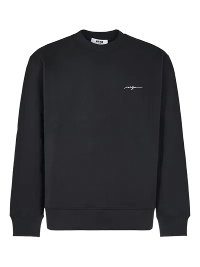 Msgm Embroidered-signature Sweatshirt