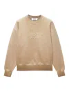Msgm Logo-embroidered Drop-shoulder Sweatshirt In Beis