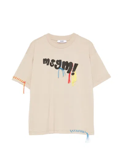 Msgm Embroidered T-shirt In Pink