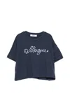 Msgm Embroidered T-shirt In Blue