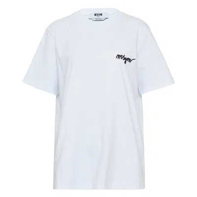 Msgm Embroidered T-shirt In Blue